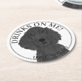 Gepersonaliseerde Flat Coated Retriever Wedding Ronde Kartonnen Onderzetter (Gebogen)