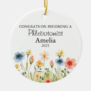 Gepersonaliseerde flebotomist Ornament, Afstuderen Keramisch Ornament