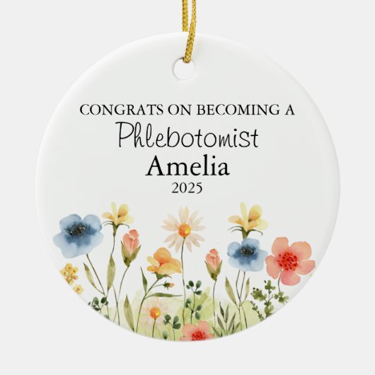 Gepersonaliseerde flebotomist Ornament, Afstuderen Keramisch Ornament (Voorkant)
