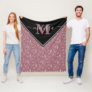 Gepersonaliseerde fleece deken met muziek symbolen