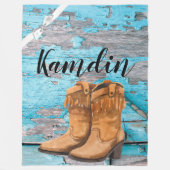 Gepersonaliseerde Fleece Gooi Blauwe Houten Schuur (Voorkant)