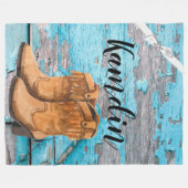 Gepersonaliseerde Fleece Gooi Blauwe Houten Schuur (Voorkant (Horizontaal))