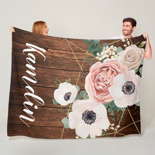 Gepersonaliseerde Fleece Gooi Geometric Garden Roo (In situ)