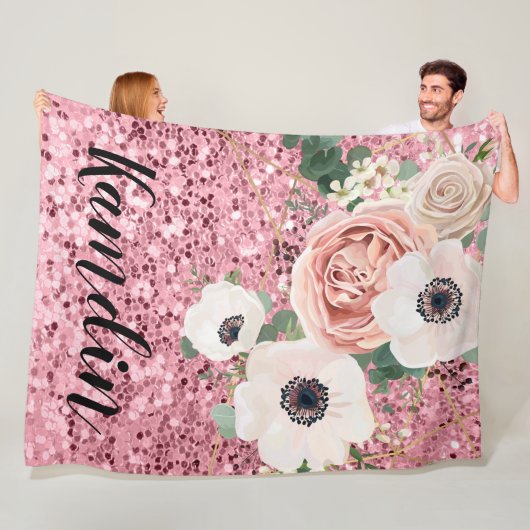 Gepersonaliseerde Fleece Gooi Geometric Garden Roo Deken (In situ)