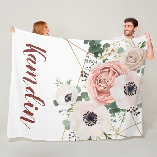Gepersonaliseerde Fleece Gooi Geometric Garden Roo Deken (In situ)