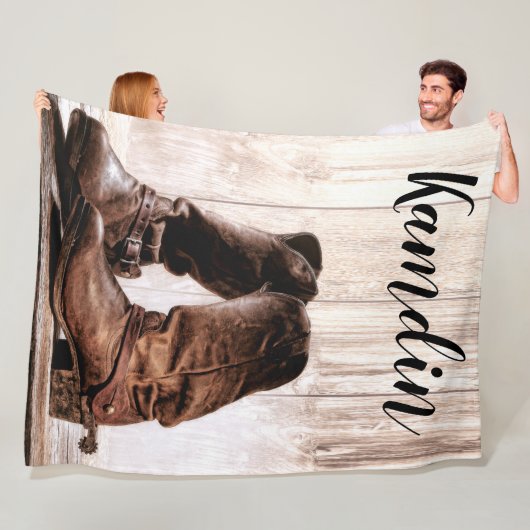 Gepersonaliseerde Fleece Gooi laarzen land rustiek (In situ)