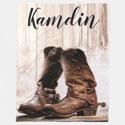 Gepersonaliseerde Fleece Gooi laarzen land rustiek (Voorkant)