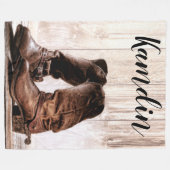 Gepersonaliseerde Fleece Gooi laarzen land rustiek (Voorkant (Horizontaal))