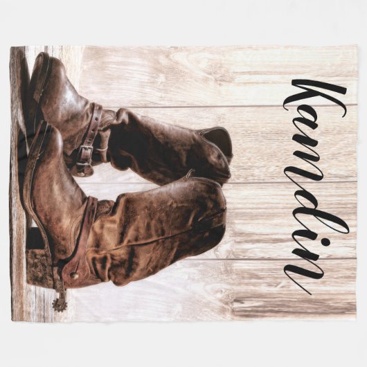 Gepersonaliseerde Fleece Gooi laarzen land rustiek (Voorkant (Horizontaal))