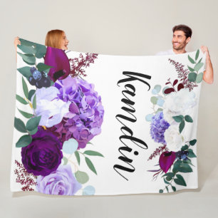 Gepersonaliseerde fleece Gooi Lavendel Hibiscus op