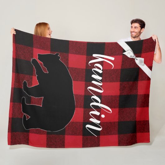 Gepersonaliseerde Fleece Gooi Rode Buffel Plaid Be Deken (In situ)