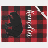 Gepersonaliseerde Fleece Gooi Rode Buffel Plaid Be Deken (Voorkant (Horizontaal))