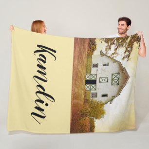 Gepersonaliseerde Fleece Gooi Sunset Barn Country