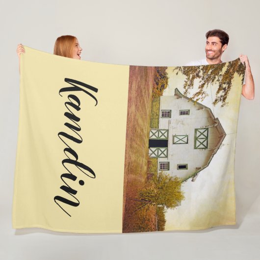 Gepersonaliseerde Fleece Gooi Sunset Barn Country  (In situ)