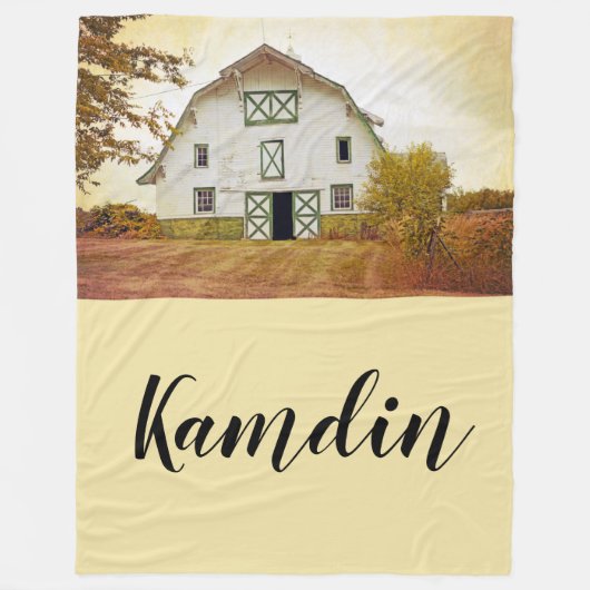 Gepersonaliseerde Fleece Gooi Sunset Barn Country  (Voorkant)