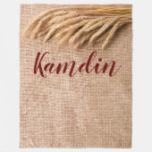 Gepersonaliseerde Fleece Gooi Tarwe op Burlap Sack (Voorkant)