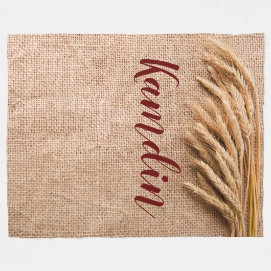 Gepersonaliseerde Fleece Gooi Tarwe op Burlap Sack (Voorkant (Horizontaal))