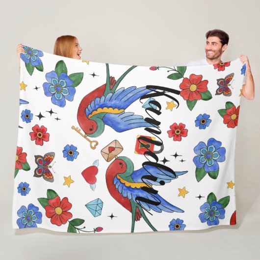 Gepersonaliseerde fleece Gooi Traditional Bird Tat (In situ)