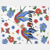 Gepersonaliseerde fleece Gooi Traditional Bird Tat (Voorkant (Horizontaal))