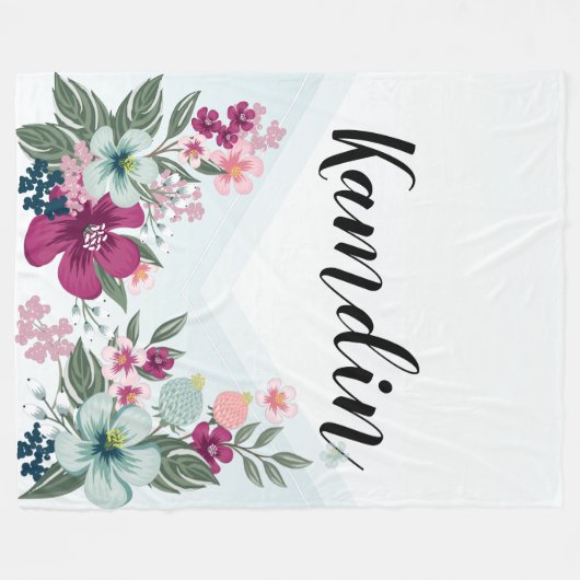 Gepersonaliseerde Fleece Gooi Tropische Bloem op B (Voorkant (Horizontaal))