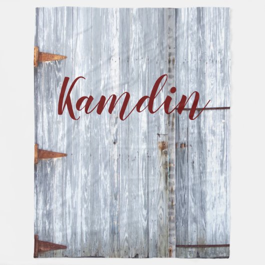 Gepersonaliseerde fleece gooi wit wassen hout schu (Voorkant)