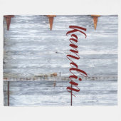 Gepersonaliseerde fleece gooi wit wassen hout schu (Voorkant (Horizontaal))