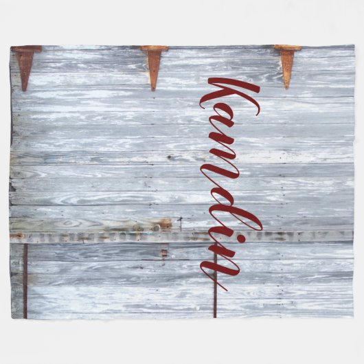 Gepersonaliseerde fleece gooi wit wassen hout schu (Voorkant (Horizontaal))