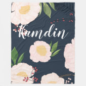 Gepersonaliseerde fleece Gooi witte bloemen op (Voorkant)