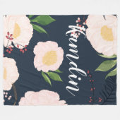 Gepersonaliseerde fleece Gooi witte bloemen op Deken (Voorkant (Horizontaal))
