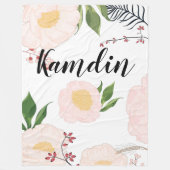 Gepersonaliseerde fleece Gooi witte bloemen op Deken (Voorkant)