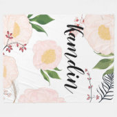 Gepersonaliseerde fleece Gooi witte bloemen op Deken (Voorkant (Horizontaal))