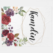 Gepersonaliseerde fleece gooi witte rozen gouden g (Voorkant (Horizontaal))