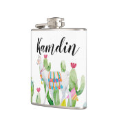 Gepersonaliseerde fles Boho Llama Bohemian Cacti D Heupfles (Links)