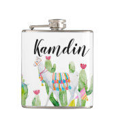 Gepersonaliseerde fles Boho Llama Bohemian Cacti D Heupfles (Voorkant)