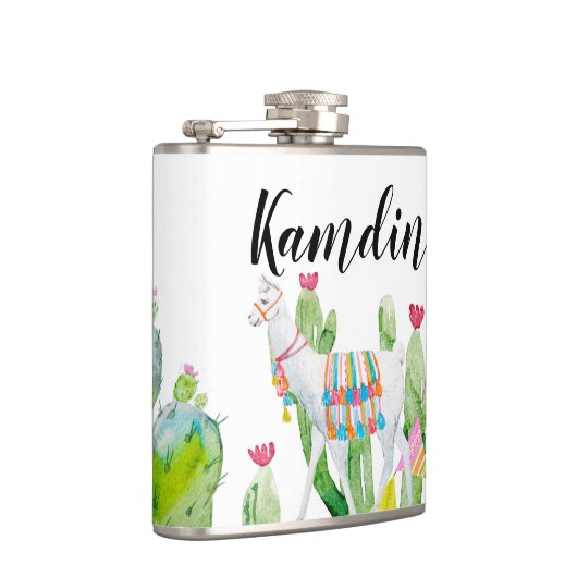 Gepersonaliseerde fles Boho Llama Bohemian Cacti D Heupfles (Rechts)