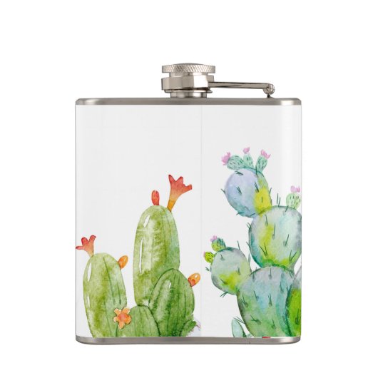 Gepersonaliseerde fles Boho Llama Bohemian Cacti D Heupfles (Achterkant)