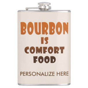 GEPERSONALISEERDE FLES - BOURBON is Comfort Food Heupfles