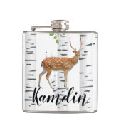 Gepersonaliseerde fles Herten Doe Buck Woodland Hu Heupfles (Voorkant)