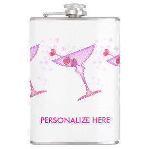 GEPERSONALISEERDE FLES - ROZE MARTINI HEUPFLES