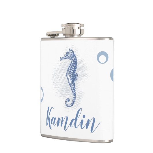 Gepersonaliseerde fles Seahorse Ocean Beach Water Heupfles (Links)