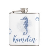 Gepersonaliseerde fles Seahorse Ocean Beach Water Heupfles (Voorkant)