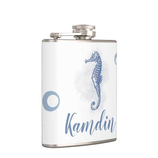 Gepersonaliseerde fles Seahorse Ocean Beach Water Heupfles (Rechts)