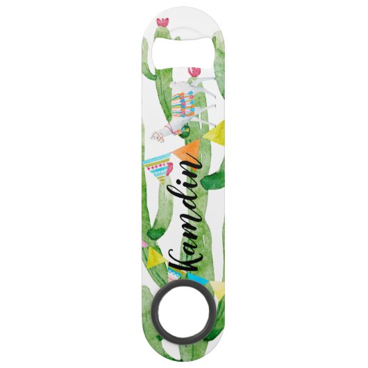 Gepersonaliseerde flesopener Boho Llama Bohemian C Speed Flessenopener (Voorkant)
