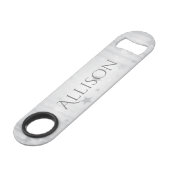 Gepersonaliseerde flesopener met glanzende zilvere speed flessenopener (Voorkant Gekanteld)