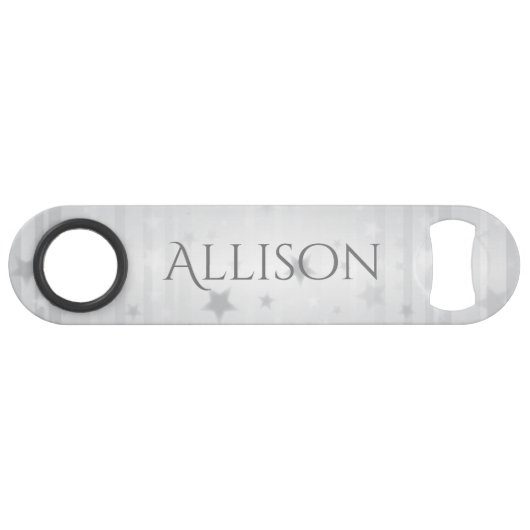 Gepersonaliseerde flesopener met glanzende zilvere speed flessenopener (Voorkant (Horizontaal))