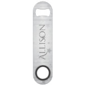 Gepersonaliseerde flesopener met glanzende zilvere speed flessenopener (Voorkant)