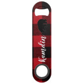 Gepersonaliseerde flesopener Red Buffalo Plaid Bee Speed Flessenopener (Voorkant)