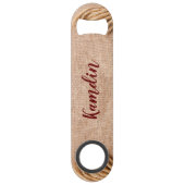 Gepersonaliseerde flesopener tarwe op Burlap Sack Speed Flessenopener (Voorkant)