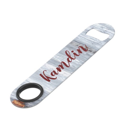 Gepersonaliseerde flesopener Witte Wash Wood Barn  Speed Flessenopener (Voorkant Gekanteld)