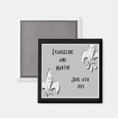 Gepersonaliseerde Fleur de Lis Black en Silver Mag Magneet (Voorkant / Achterkant)